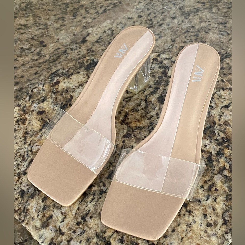 Zara clear/ nude heels
